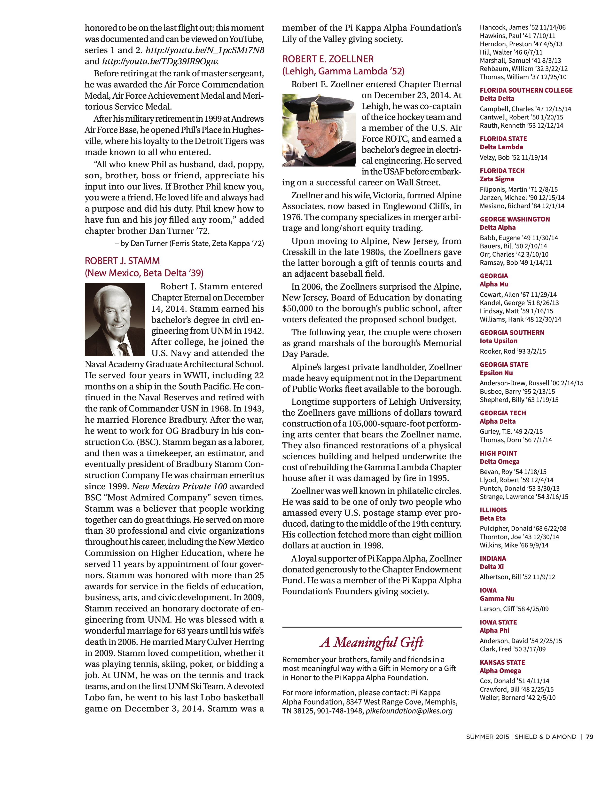 A Meaningful Gift, Summer 2015